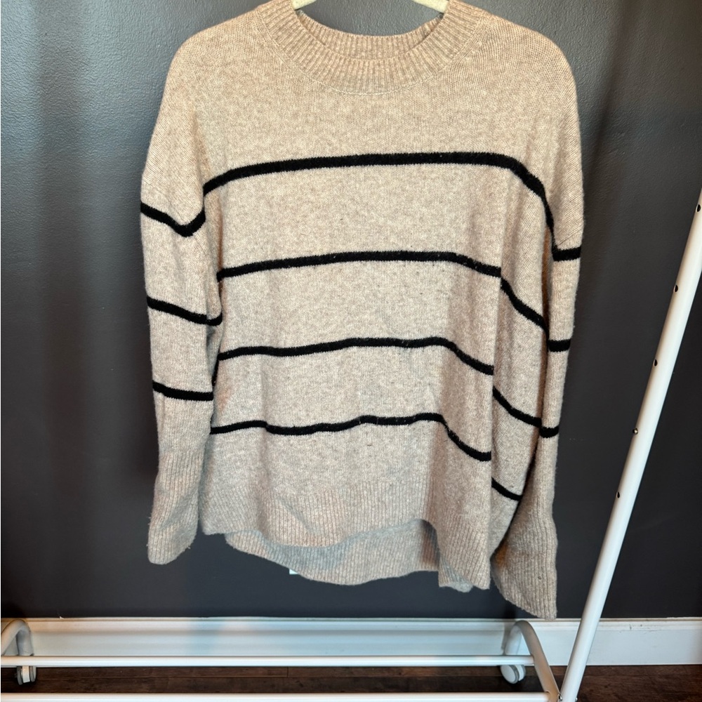 & Other Stories Striped Beige and Black Sweater size M